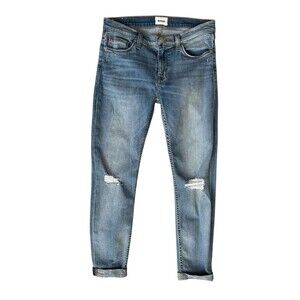 Hudson Crop Harkin Super Skinny Cuffed Destroyed Stretch Jeans Women’s Size 27